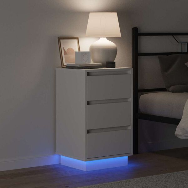 vidaXL Natskab med skuffe Hvid 39 x 34,5 x 65 cm Konstrueret træ