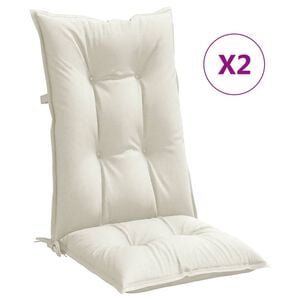 vidaXL stolehynder med h&oslash;j ryg 2 stk. 120x50x7 cm stof cremefarvet