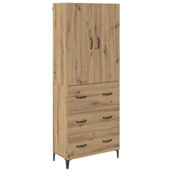 vidaXL Highboard Artisan Egetr&aelig; 69,5 x 34 x 180 cm Konstrueret tr&aelig;