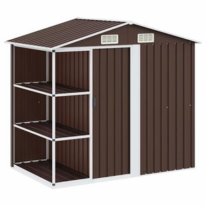 vidaXL haveskur med reol 205x130x183 cm jern brun