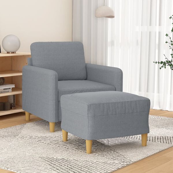 vidaXL sofastol med fodskammel 60 cm stof lysegrå
