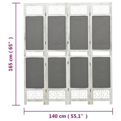 vidaXL 4-panels rumdeler 140x165 cm stof grå