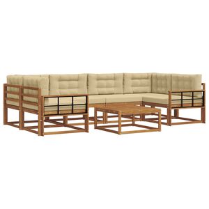 vidaXL Udend&oslash;rs sofagruppe med pude 7 pcs Naturlig og Beige