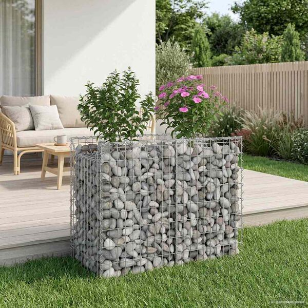 vidaXL Gabion h&oslash;jbed S&oslash;lv 100 x 50 x 80 cm Galvaniseret st&aring;l