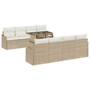 vidaXL Havesofa S&aelig;t med pude 7 pcs Beige polyrattan