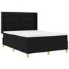 vidaXL Box spring seng med LED-lysstrimler Sort 140 x 190 cm Stof