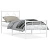 vidaXL sengeramme med sengegavl og fodg&aelig;rde 80x200 cm metal hvid