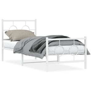 vidaXL sengeramme med sengegavl og fodg&aelig;rde 80x200 cm metal hvid