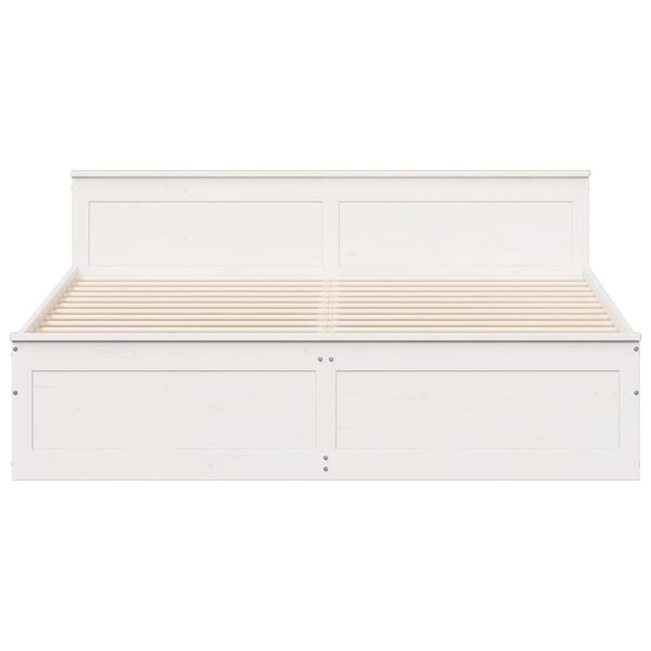 vidaXL sengeramme m. sengegavl 180x200 cm uden madras massivt fyr hvid
