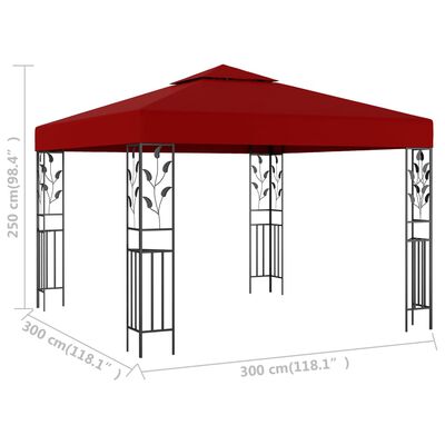 vidaXL pavillon 3x3 m vinrød