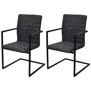 vidaXL spisebordsstole 2 stk. cantilever-design kunstl&aelig;der sort