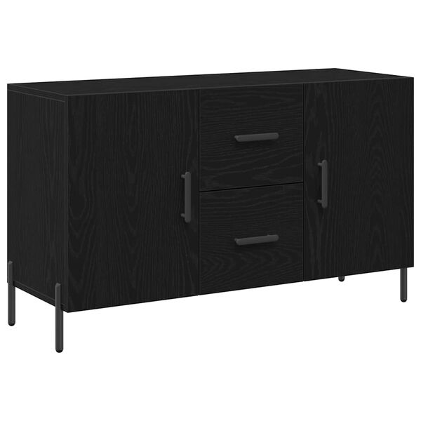 vidaXL Sideboard med skuffe Sort eg 100 x 36 x 60 cm Konstrueret træ