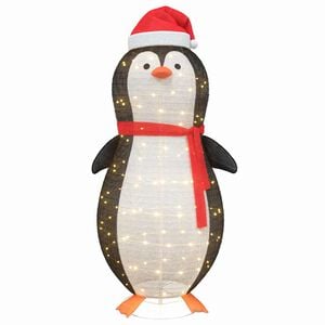 vidaXL Sne Pingvin Figur med 600 LED'er Varm hvid 78 x 178 cm Stof