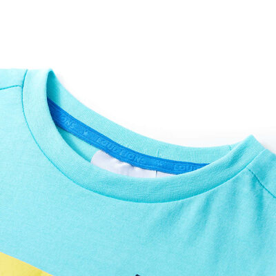 Kortærmet T-shirt til børn str. 92 akvamarinblå