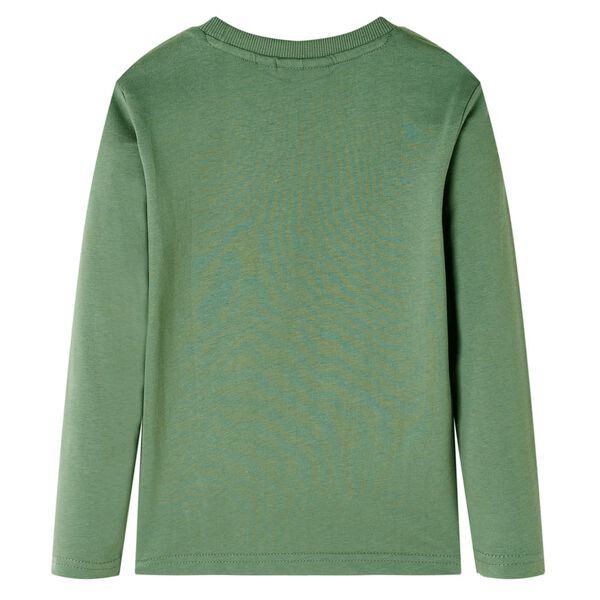 Lang&aelig;rmet T-shirt til b&oslash;rn str. 116 lys kakifarve