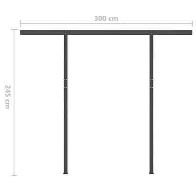 vidaXL markise med stolper 3x2,5 m automatisk betjening antracitgrå