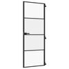 vidaXL d&oslash;r 76x201,5 cm h&aelig;rdet glas og aluminium sort