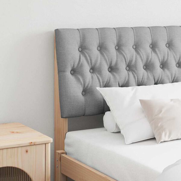 vidaXL Polstret sengegavl Lysegrå 180 cm Massiv fyrretræ