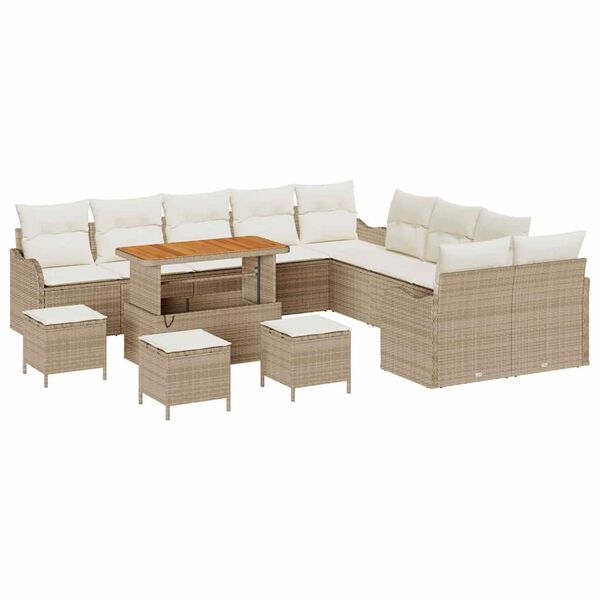 vidaXL Havesofa S&aelig;t med pude med opbevaring 14 pcs Beige og creme
