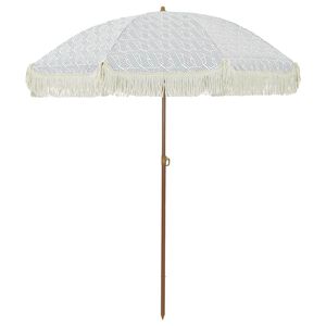 vidaXL Strand Parasol Gr&aring; og Hvid 160 x 160 x 196 cm Polyester og St&aring;l