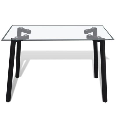 vidaXL spisebord med glasplade og sorte ben