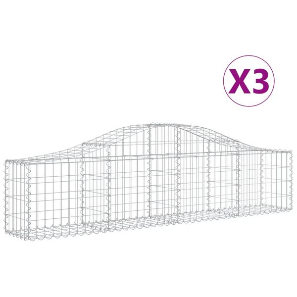 vidaXL buede gabionkurve 3 stk. 200x30x40/60 cm galvaniseret jern