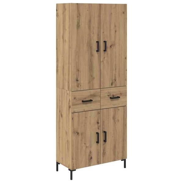 vidaXL Highboard Artisan Egetr&aelig; 69,5 x 34 x 180 cm Konstrueret tr&aelig;