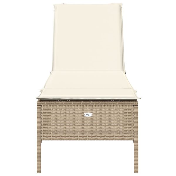 vidaXL liggestol med hynde polyrattan beige
