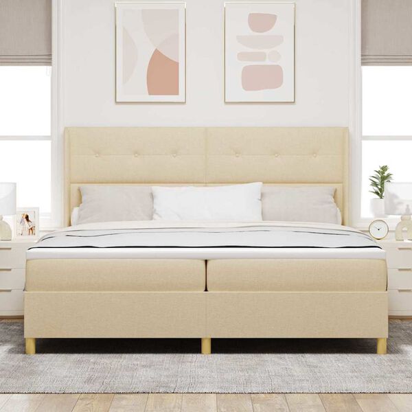 vidaXL Box spring seng med madras Creme 140 x 200 cm Stof