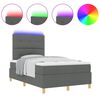 vidaXL LED Box Spring Bed med madras M&oslash;rkegr&aring; 120 x 200 cm Stof