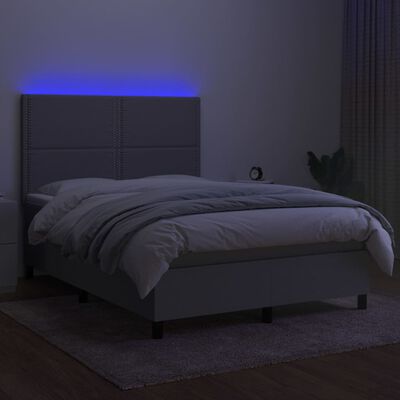 vidaXL kontinentalseng med LED-lys 140x200 cm stof lysegrå
