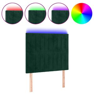vidaXL sengegavl med LED-lys 90x5x118/128 cm fl&oslash;jl m&oslash;rkegr&oslash;n