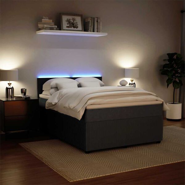 vidaXL kontinentalseng med madras 140x190 cm fl&oslash;jl m&oslash;rkegr&aring;