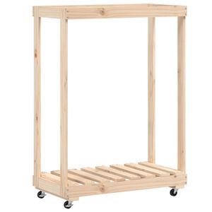 vidaXL br&aelig;ndestativ med hjul 76,5x40x108 cm massivt fyrretr&aelig;