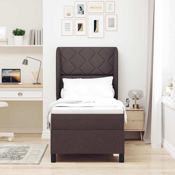 vidaXL Box spring seng med madras M&oslash;rkebrun 80 x 200 cm Stof