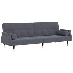 vidaXL sovesofa med hynder velour m&oslash;rkegr&aring;