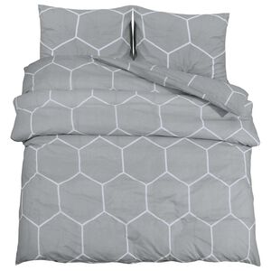 vidaXL dynebetr&aelig;ks&aelig;t gr&aring; og hvid 140x200 cm bomuld