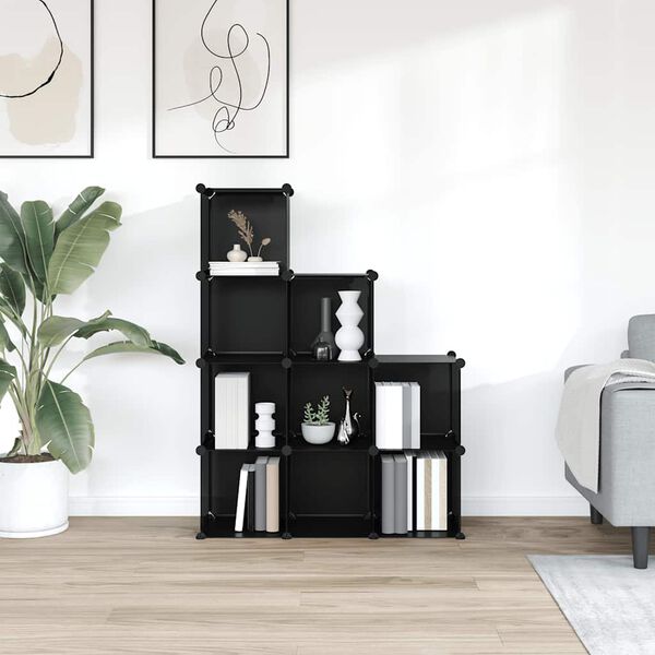 vidaXL kubeformede opbevaringskasser 9 stk. PP sort