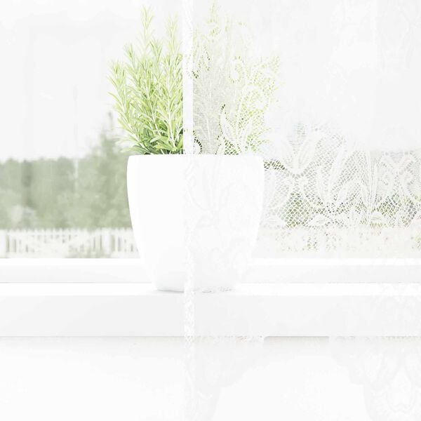 vidaXL Lace Gardin med gardiner Blomstret Hvid 200 x 300 cm Polyester