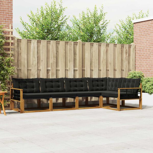 vidaXL Udend&oslash;rs sofagruppe med pude 5 pcs Naturlig og sort