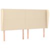 vidaXL sengegavl med kanter 203x23x118/128 cm stof cremefarvet