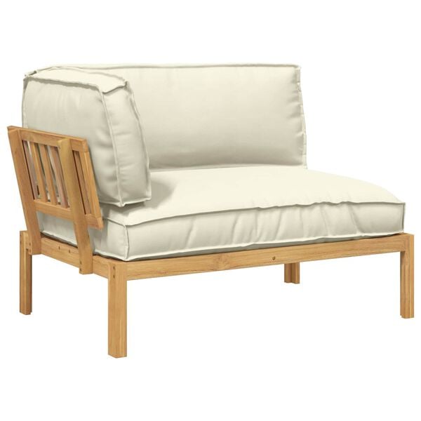 vidaXL Sofa S&aelig;t med pude Creme 133 x 92 x 69 cm Massivt Akacietr&aelig;