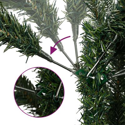 vidaXL kunstigt juletræ med grankogler og bær 240 cm hængslet