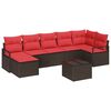 vidaXL Sofa S&aelig;t 8 stk. Brun og R&oslash;d polyrattan