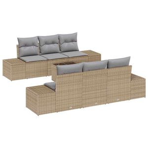 vidaXL Havesofa S&aelig;t med pude 8 pcs Beige og gr&aring; polyrattan