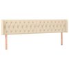 vidaXL sengegavl med kanter 183x16x78/88 cm stof cremefarvet