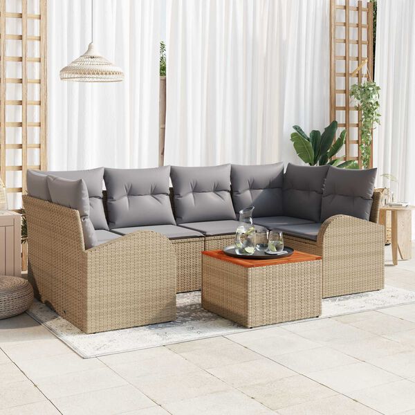 vidaXL Havesofa S&aelig;t 7 pcs Beige Poly rattan
