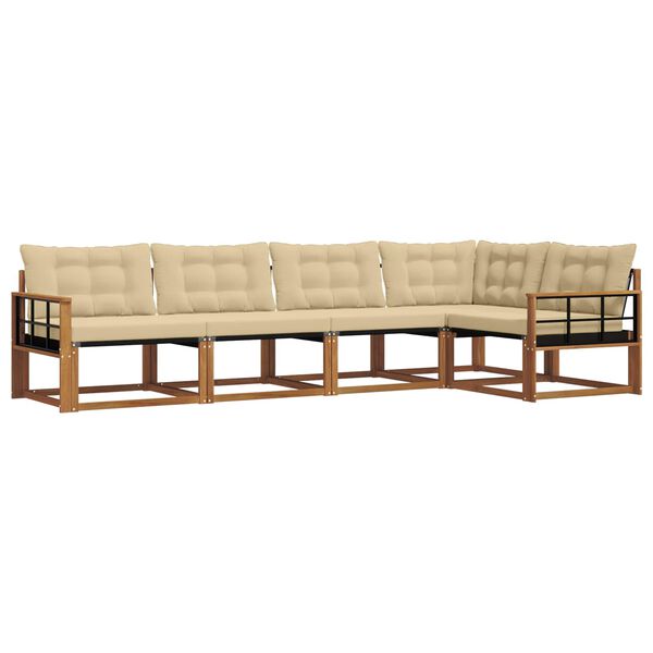 vidaXL Udend&oslash;rs sofagruppe med pude 5 pcs Naturlig og Beige