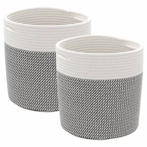vidaXL opbevaringskurve 2 stk. &Oslash;28x28 cm bomuld gr&aring; og hvid