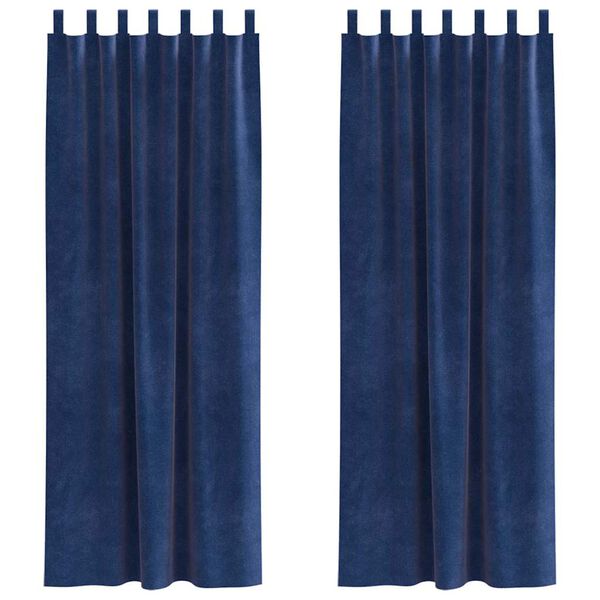 vidaXL M&oslash;rkl&aelig;gningsgardiner 2 pcs M&oslash;rk bl&aring; 140 x 245 cm Fl&oslash;jl